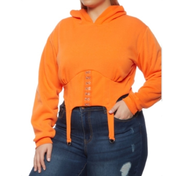 CORSET STYLE ☆ ORANGE ☆ CROPPED HOODIE ☆ NWT - Picture 13 of 13